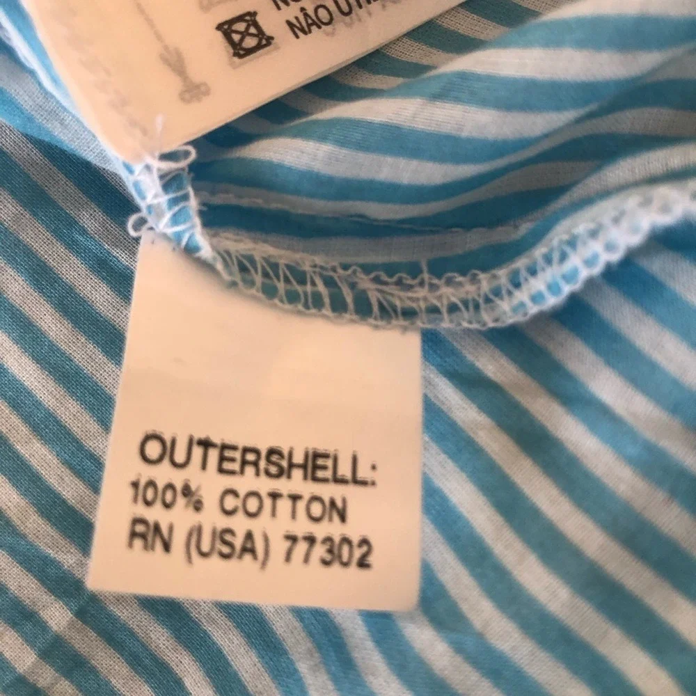 Zara Striped Ruffle Blouse Womens Small Teal‎ White Sleeveless Button Up - Picture 10 of 10